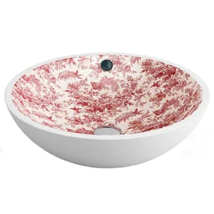 کاسه روشویی بت کو مدل Castellon-ToileDeJouy-Red