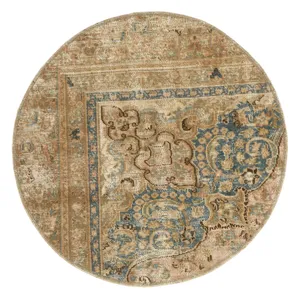 فرش دستبافت رنگ شده یک متری طرح وینتیج کد 537273