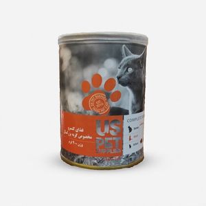 کنسرو گربه بالغ یو اس پت مدل مرغ و کدو تنبل و سنبل الطیب وزن 400 گرم