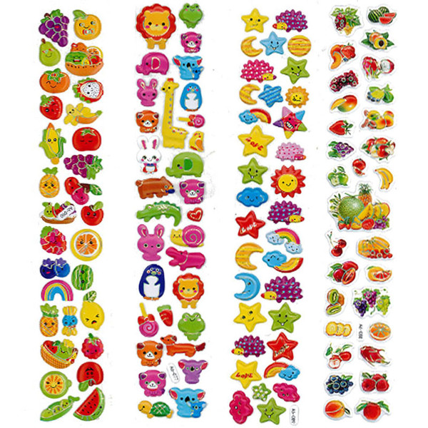 استیکر کودک طرح حیوانات و میوه و ستاره کد TT111 مجموعه 4 عددی