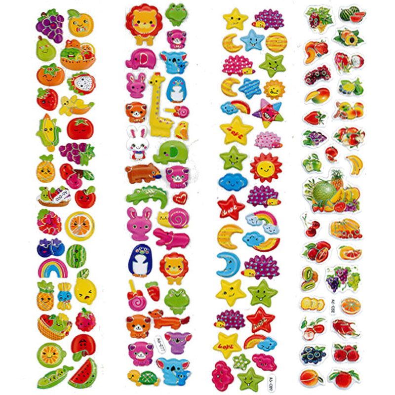 استیکر کودک طرح حیوانات و میوه و ستاره کد TT111 مجموعه 4 عددی -  - 1