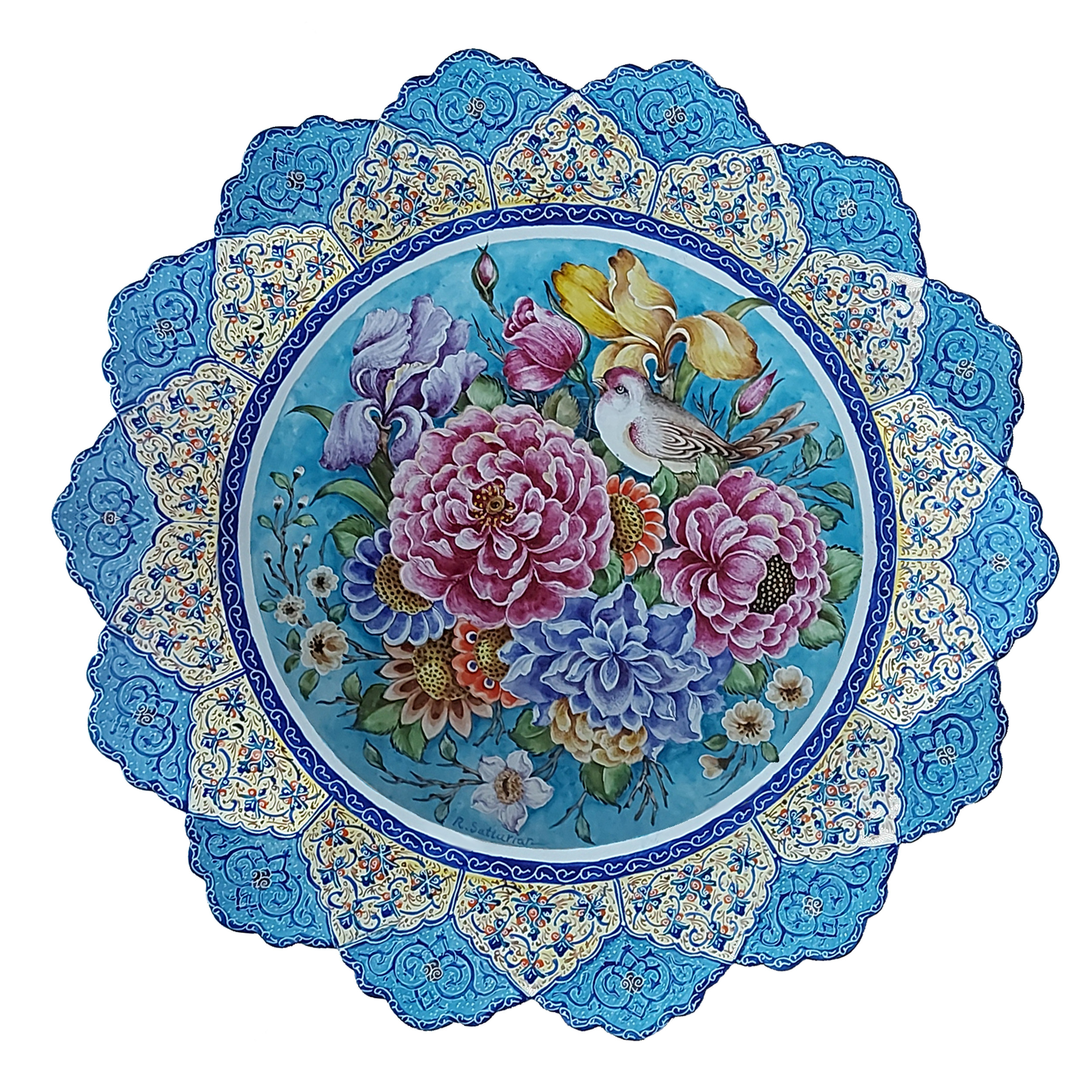 بشقاب میناکاری مسی کد 110