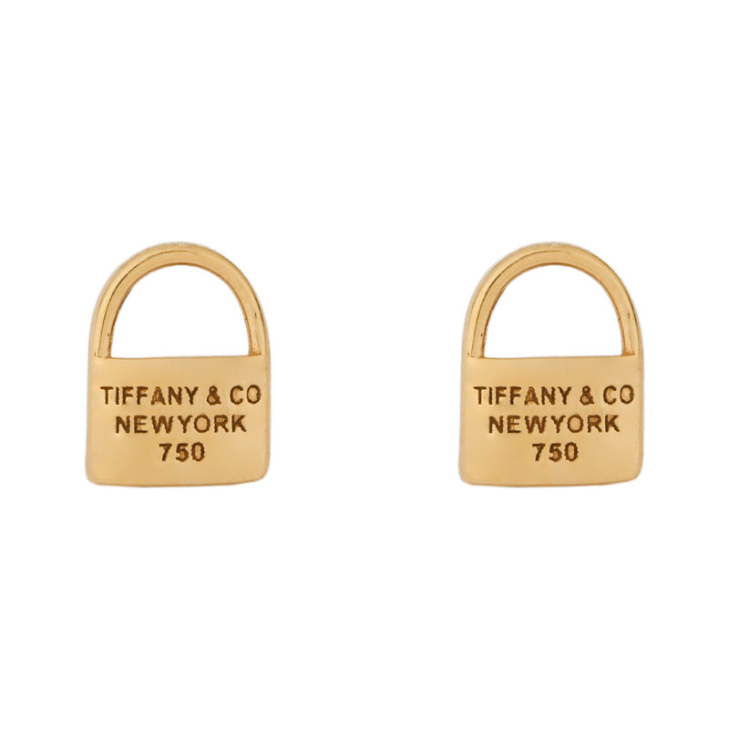 گوشواره میخی طلا 18 عیار زنانه گالری تاج آبادی مدل قفل تیفانی کد T-35