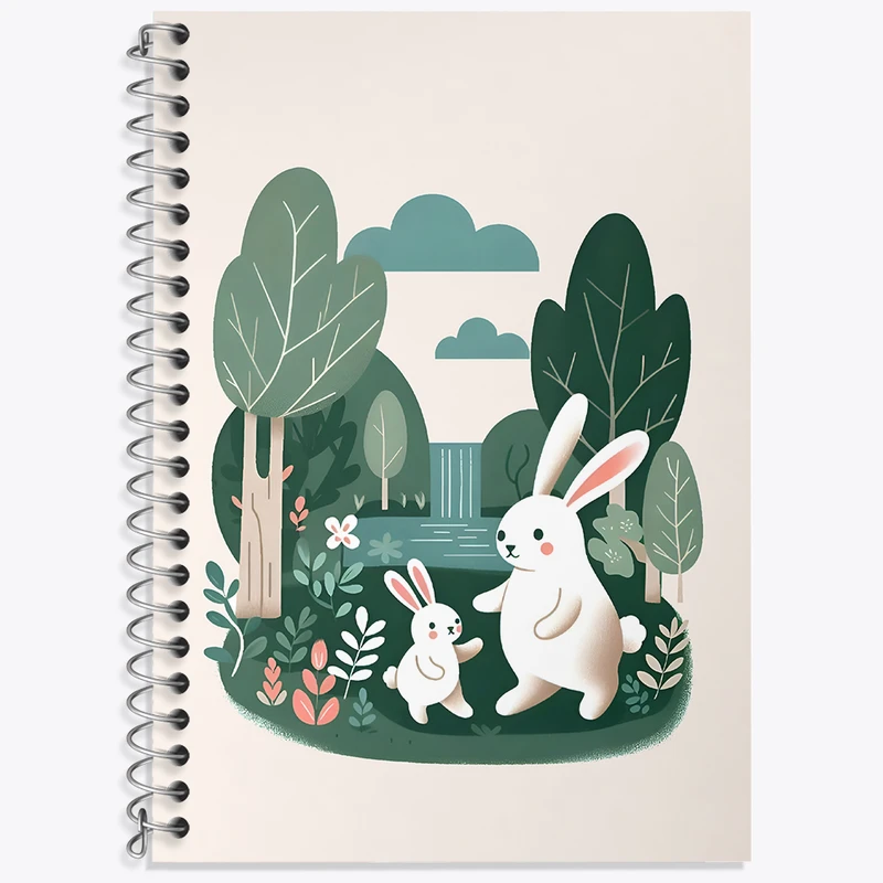 دفتر زبان 50 برگ خندالو مدل دو خط طرح خرگوش بامزه کد N5572