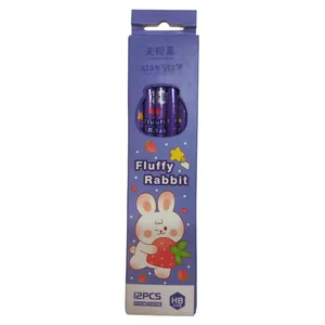 مداد مشکی پاکن دار مدل fluffy rabbit بسته 12 عددی