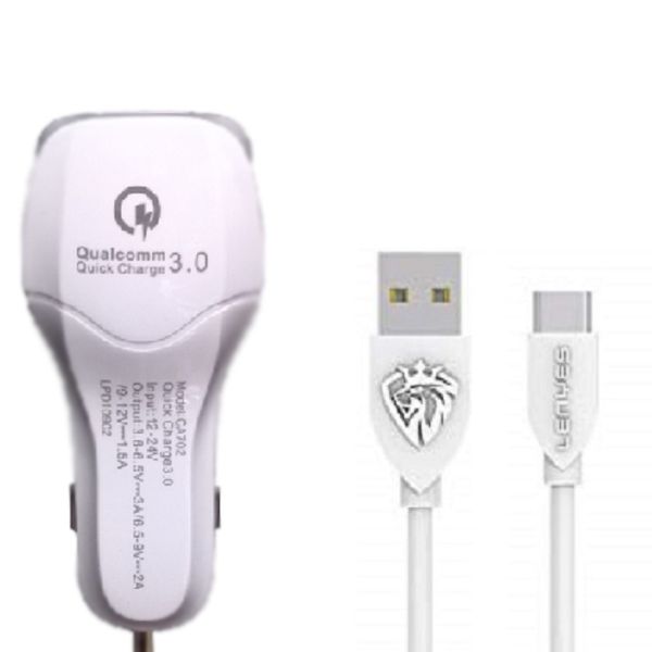 شارژر فندکی لنیز مدل FAST CA 702 به همراه کابل تبدیل USB-C
