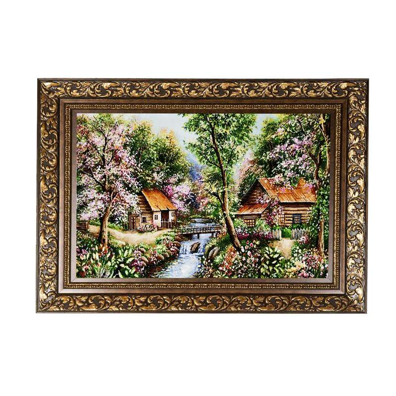 تابلو فرش دستباف طرح کلبه جنگلی مدل 52