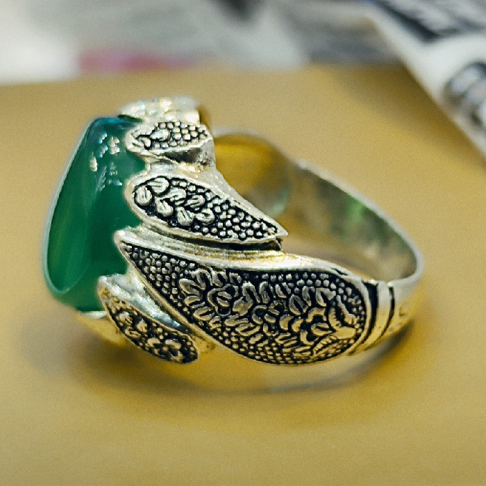 انگشتر نقره مردانه مدل سنگ عقیق کد 480