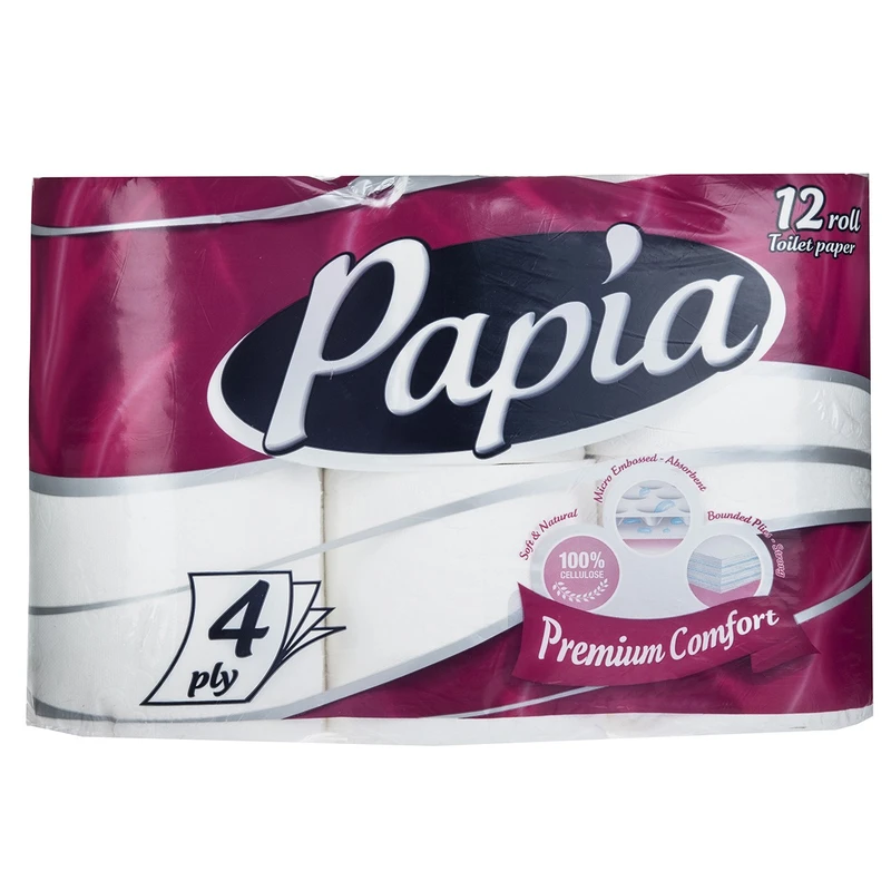 دستمال توالت پاپیا مدل Premium Comfort بسته 12 عددی