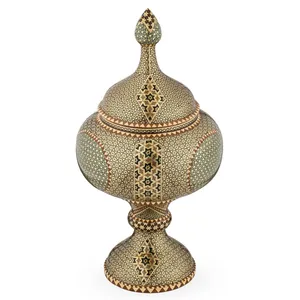 ظرف شکلات خوری خاتم کاری خادم ملت طرح دار زمینه مس
