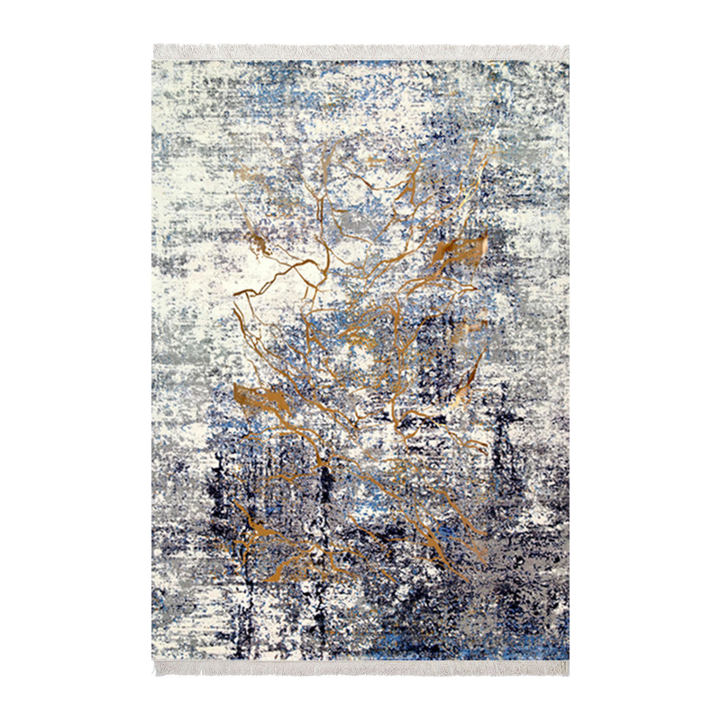 فرش ماشینی زانیس مدل مدرن طرح طلاکوب زمینه طوسی