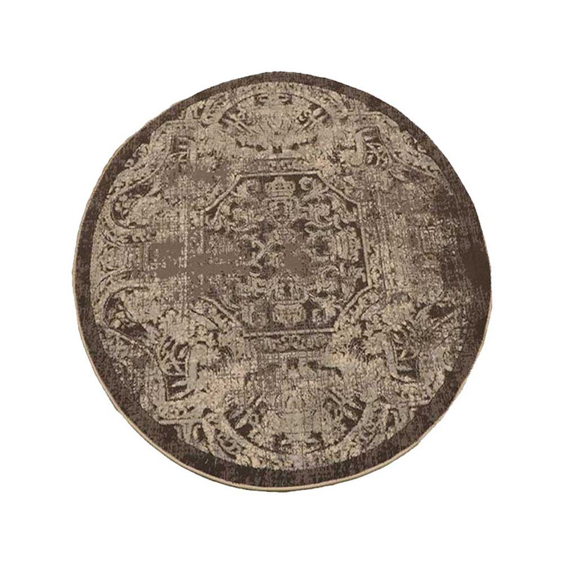 فرش ماشینی 420 شانه زمینه طوسی حاشیه طوسی مدل گرد پلاتینیوم کد 5028