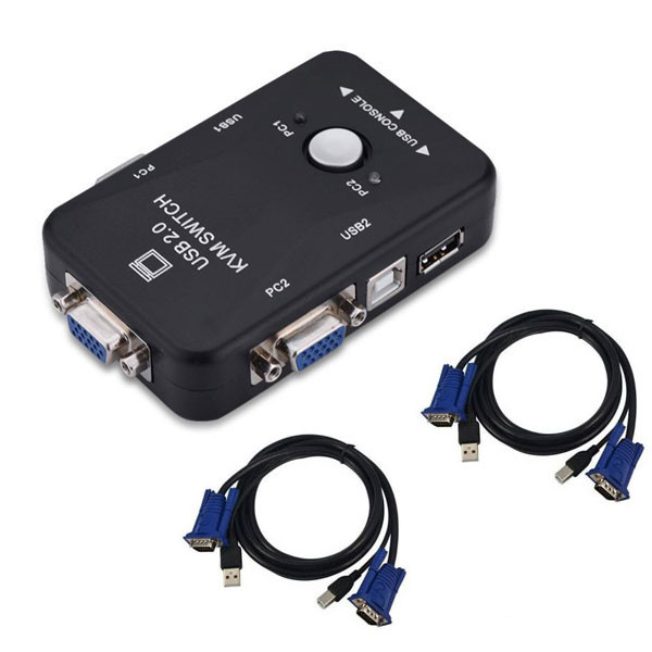 سوییچ KVM دو پورت USB مدل BAMA122 به همراه دو  کابل KVM