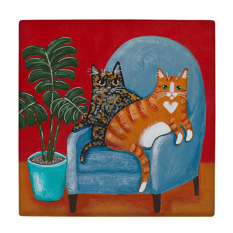  زیر لیوانی طرح نقاشی دو گربه و مبل راحتی کد 6167460_5524