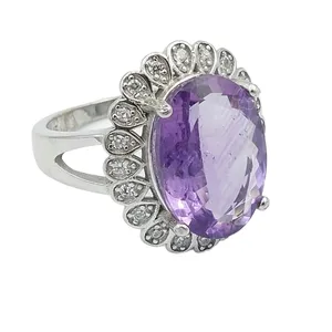 انگشتر نقره زنانه مدل آمیتیست کد 20568