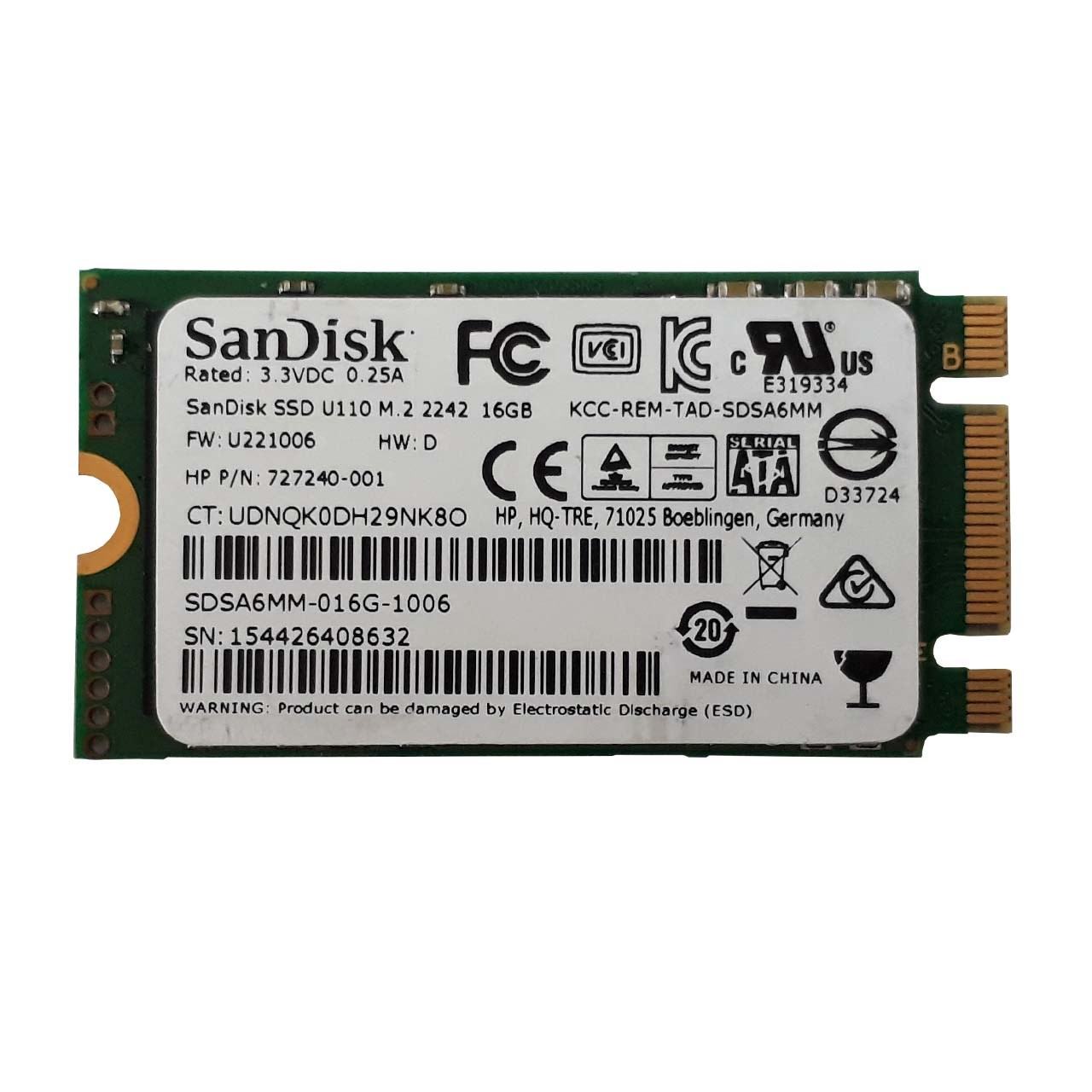 اس اس دی اینترنال سن دیسک مدل U110 ظرفیت 16 گیگابایت
