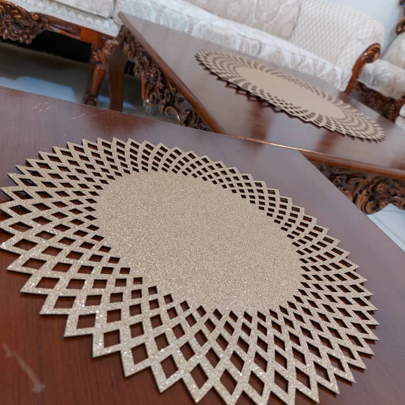 عکس شماره 4 : ست رومیزی 3 تکه مدل اکلیلی طرح آفتابگردان کد 5331