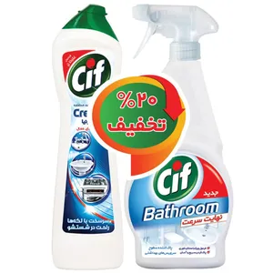 پک اسپری تمیزکننده سطوح حمام و دستشویی سیف و کرم تمیز کننده سطوح مدل Amonia