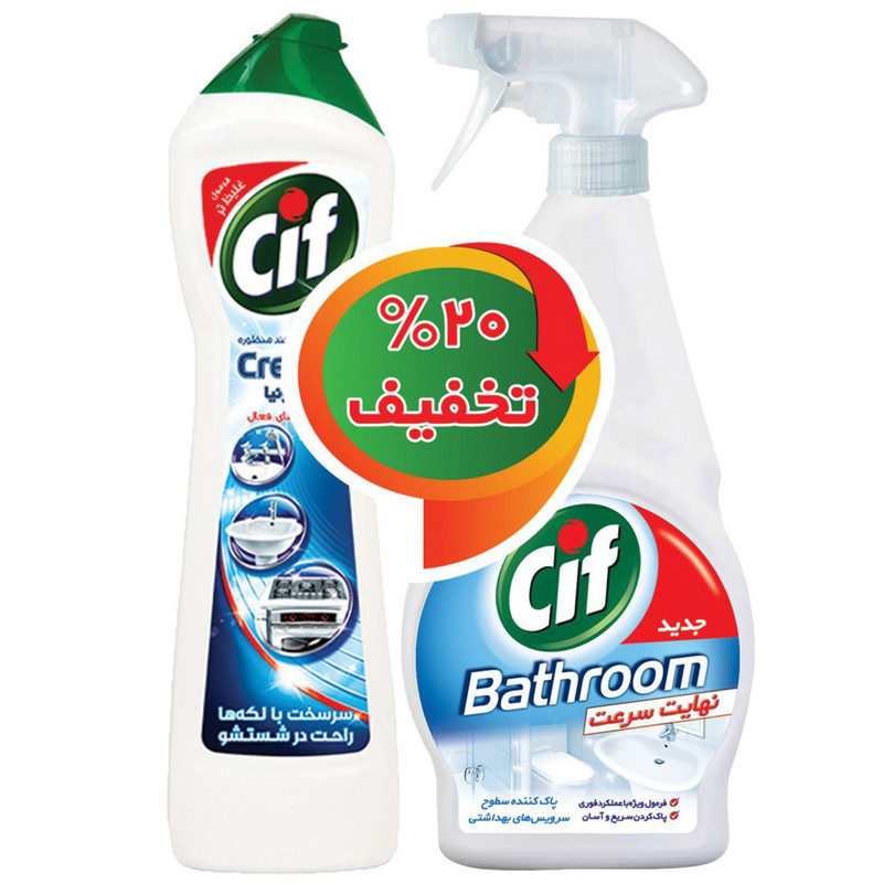 پک اسپری تمیزکننده سطوح حمام و دستشویی سیف و کرم تمیز کننده سطوح مدل Amonia