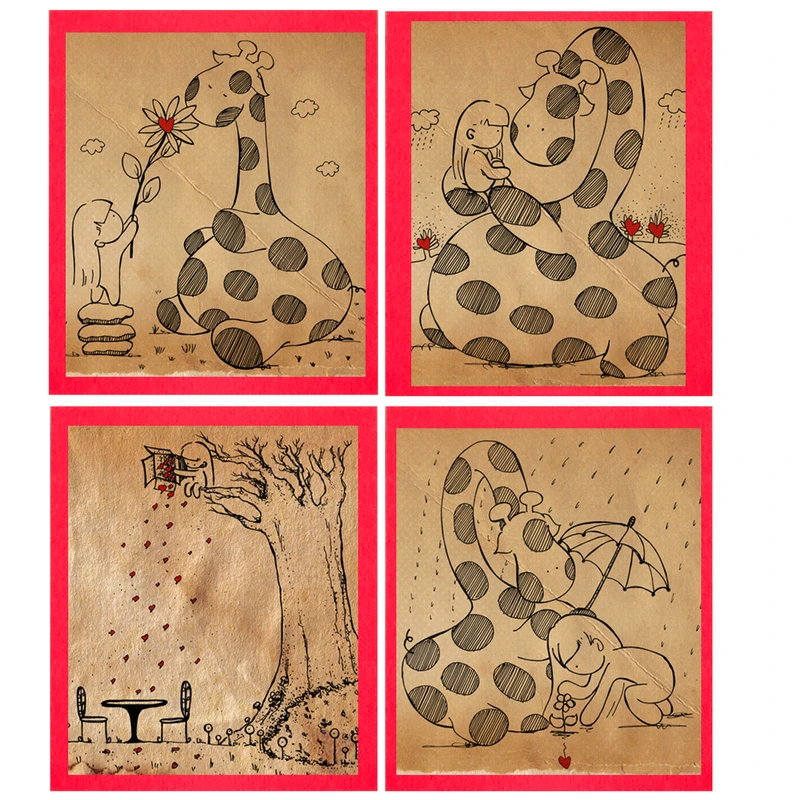 کارت پستال مدل عاشقانه زرافه و تپلی کد 04 مجموعه 4 عددی