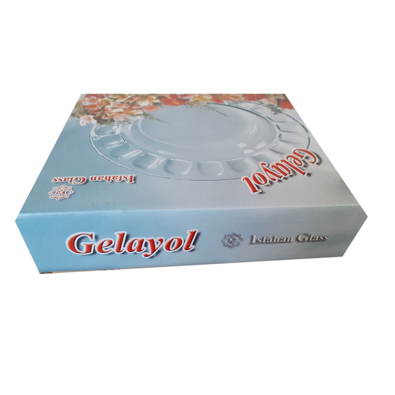 بشقاب غذاخوری شیشه و بلور اصفهان مدل گلایل کد 00043 بسته 6 عددی