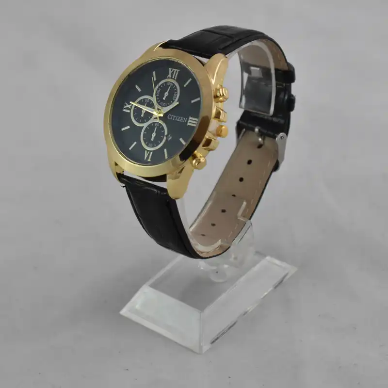 ست ساعت مچی عقربه ای زنانه و مردانه مدل چرم سه موتوره کد 223M