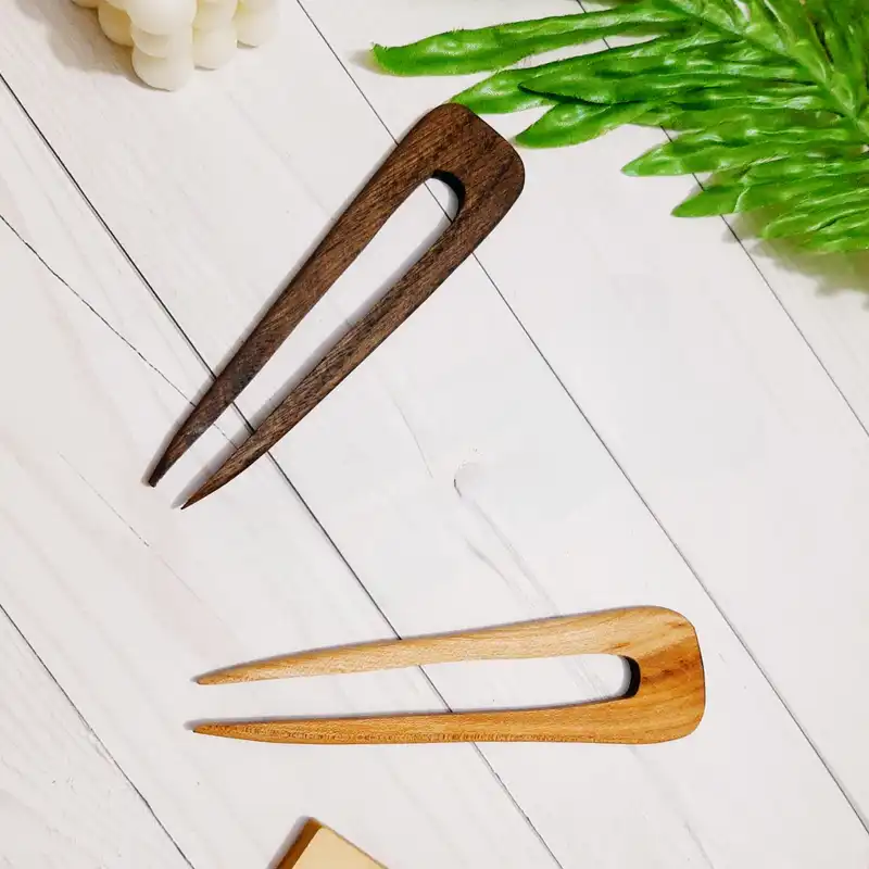 گیره مو زنانه مدل کانزاشی پین مو چوبی دست ساز کد best 2