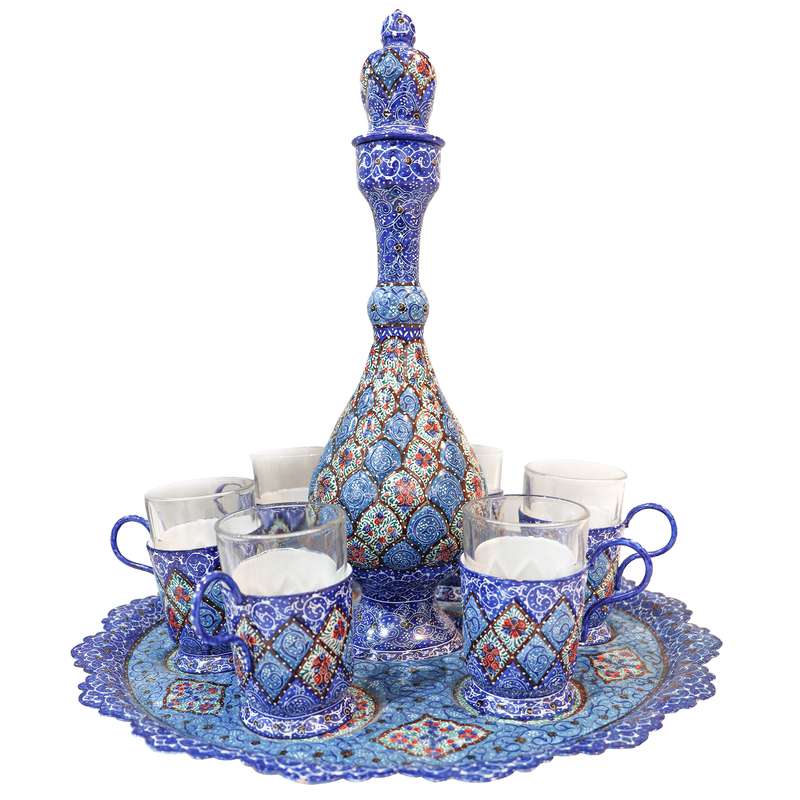 سرویس شربت خوری  8 پارچه میناکاری مدل 1