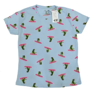 تی شرت آستین کوتاه زنانه اچ اند ام مدل نخ پنبه طرح دایناسور