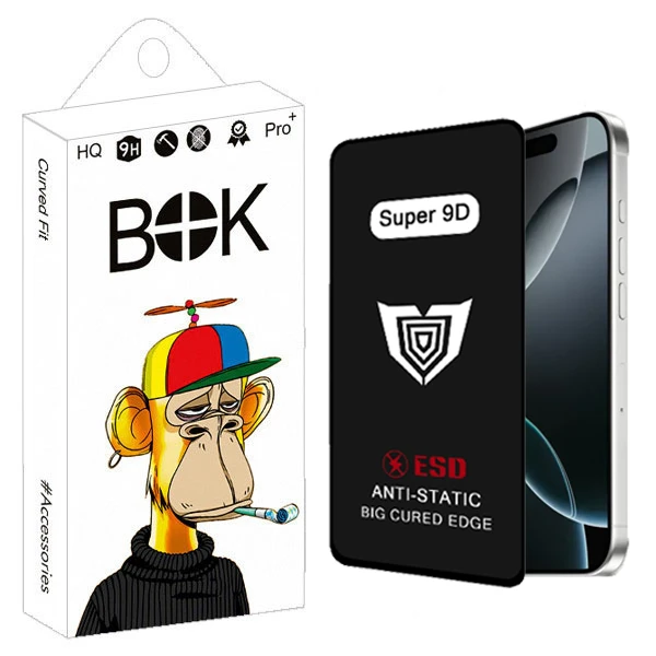 محافظ صفحه نمایش بوک مدل Super 9D Pro مناسب برای گوشی موبایل اپل iPhone 16 Pro max