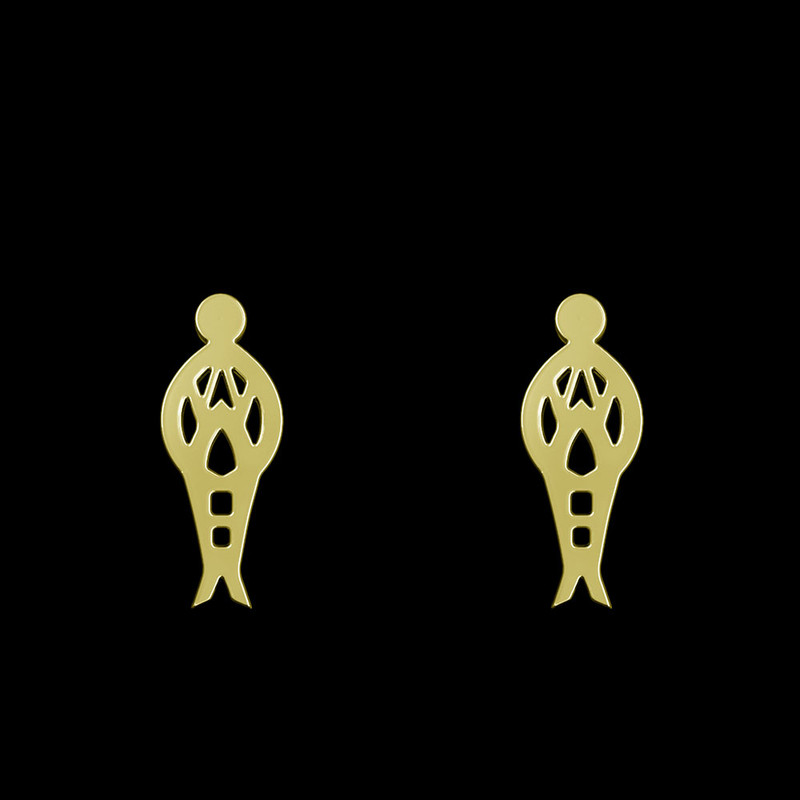 گوشواره طلا 18 عیار زنانه مدوپد مدل هندسی کد GA1-14625