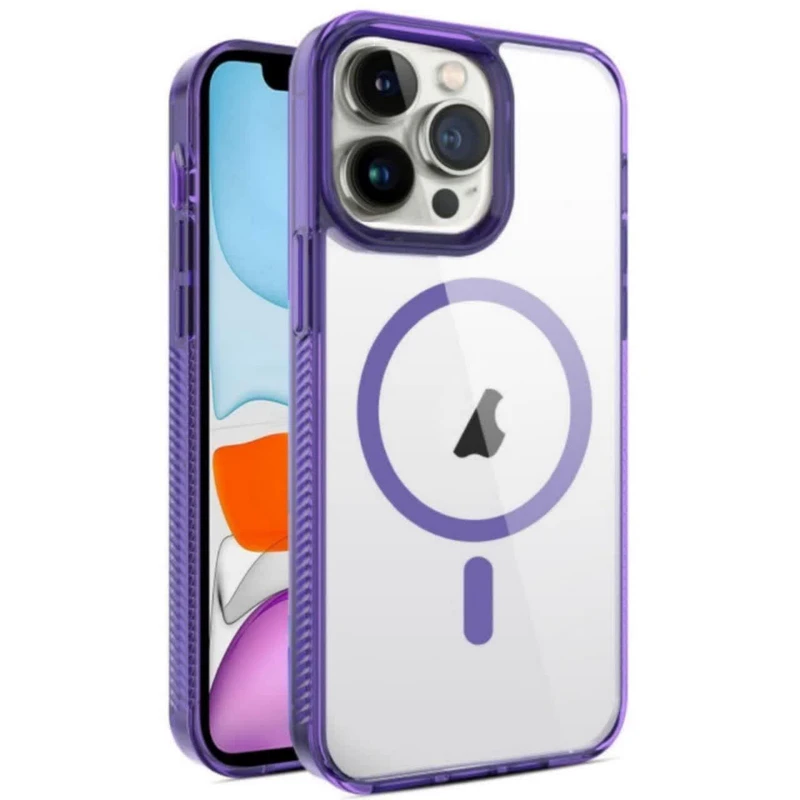 کاور مدل مگ سیف طرح شفاف دور رنگی 002 مناسب برای گوشی موبایل اپل IPHONE 13 PRO MAX