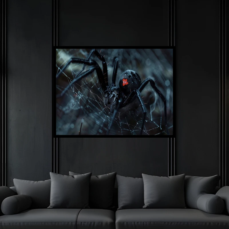 تابلو بکلیت طرح طبیعت حیوانات و حشرات عنکبوت مدل B-bu6543 فریم مشکی