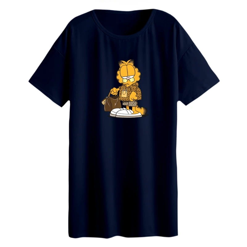 تی شرت لانگ زنانه مدل گارفیلد مارک پوش