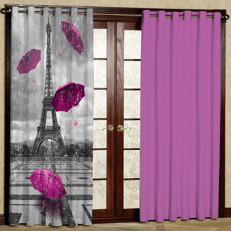 پرده مدل برج و چتر مخمل پانچی کد 367a سایز 140x280 سانتی متر
