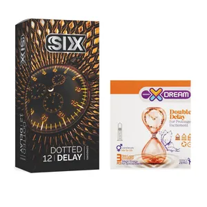  کاندوم سیکس مدل Dotted Delay بسته 12 عددی به همراه کاندوم ایکس دریم مدل Double Delay بسته 3 عددی