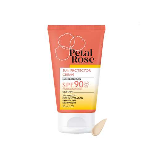 ضدآفتاب رنگی بژ روشن  SPF90  پتال رز مدل High Protection مناسب پوست خشک حجم 50 میلی لیتر