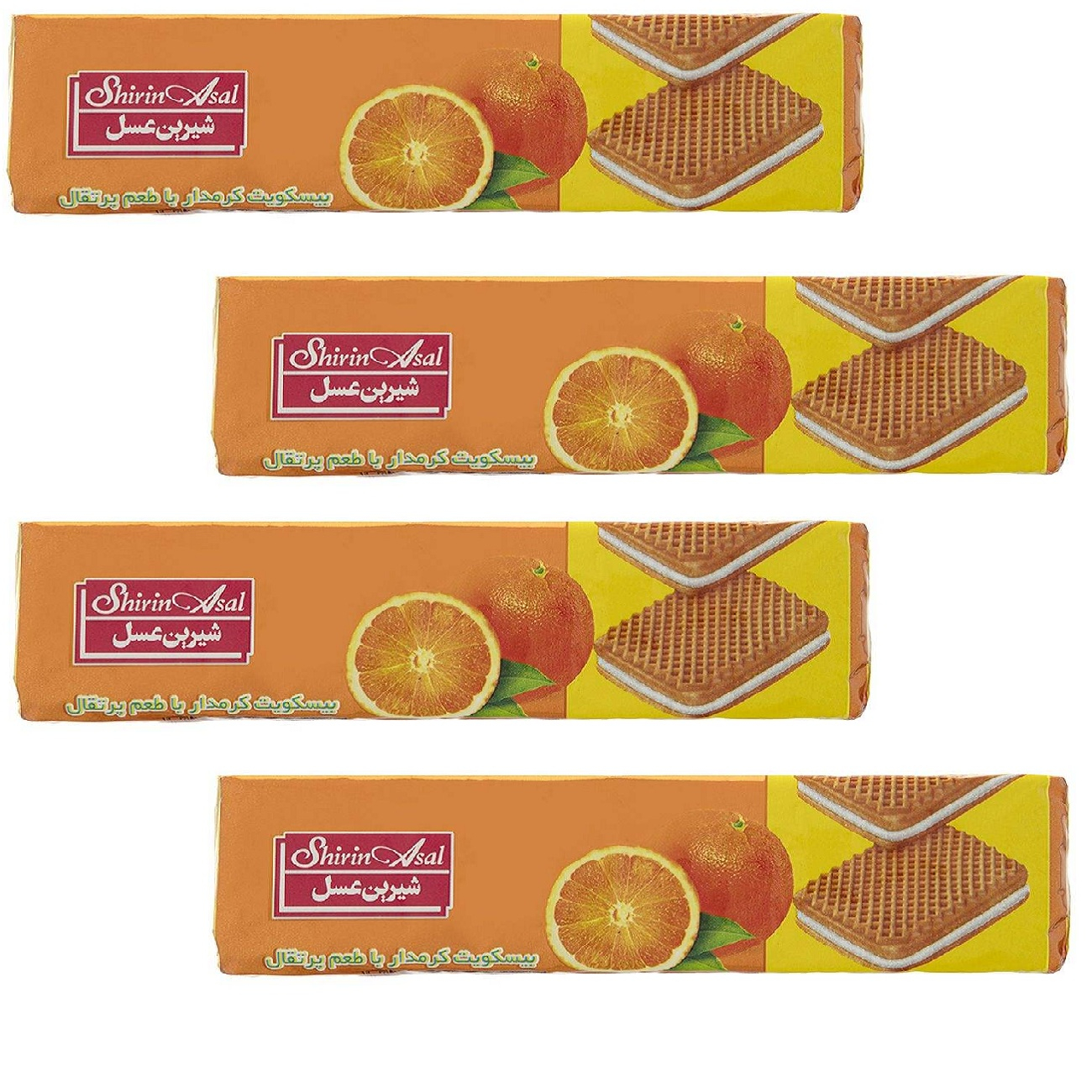 بیسکویت کرم دار شیرین عسل با طعم پرتقال مقدار 120 گرم - بسته 4 عددی 