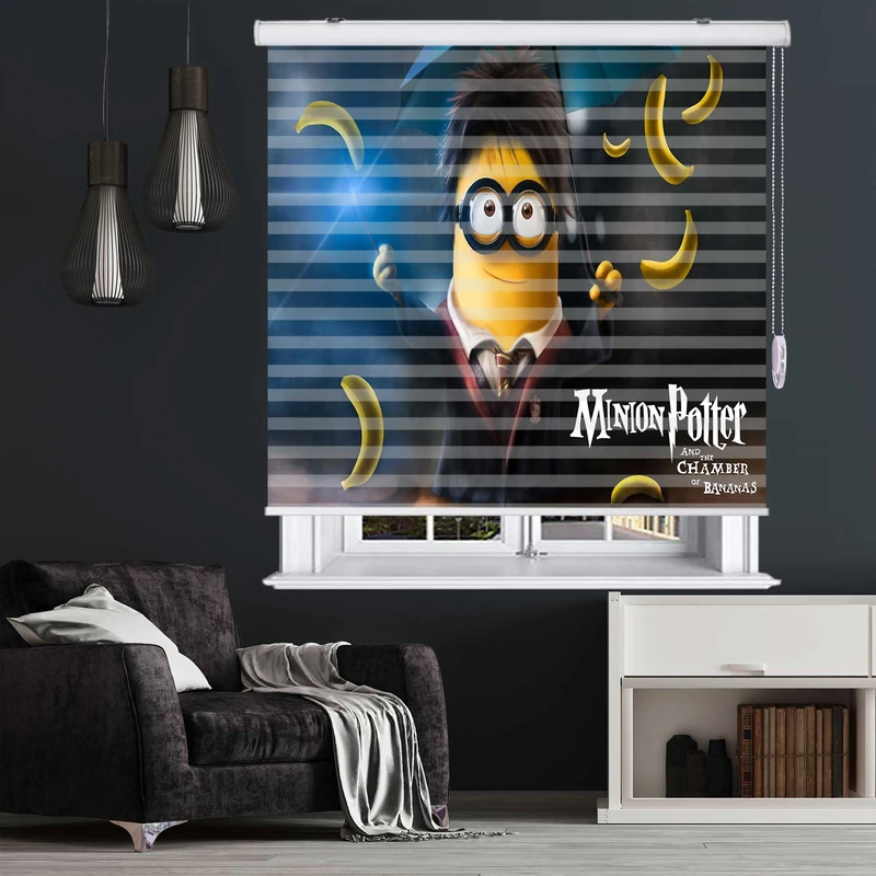  پرده زبرا زیو مدل مینیون ها k3106 سایز 150x150 سانتی متر