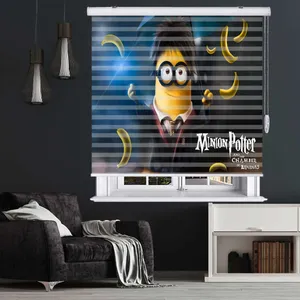 پرده زبرا زیو مدل مینیون ها K3106 سایز 150x200 سانتی متر