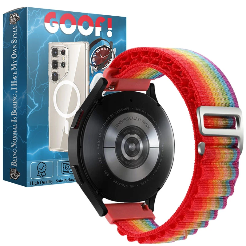 بند گوف مدل Alpine Rainbow Strap مناسب برای ساعت هوشمند هوآوی Watch GT/2/2e/2 Pro/3/3 Pro سایز 46 میلی متری