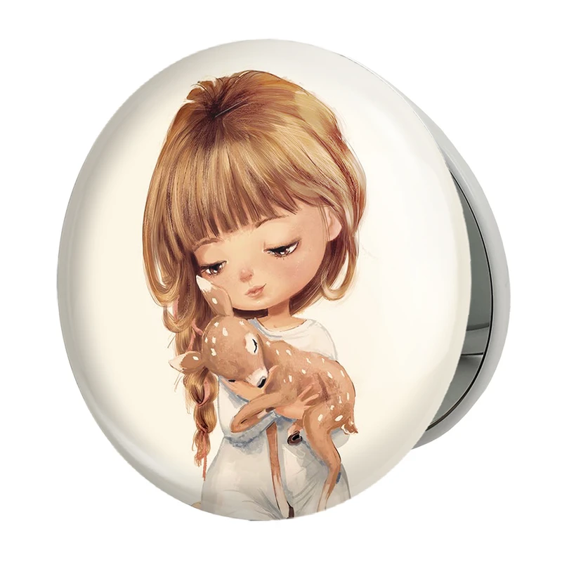 آینه جیبی خندالو طرح دخترونه مدل تاشو کد 6059 