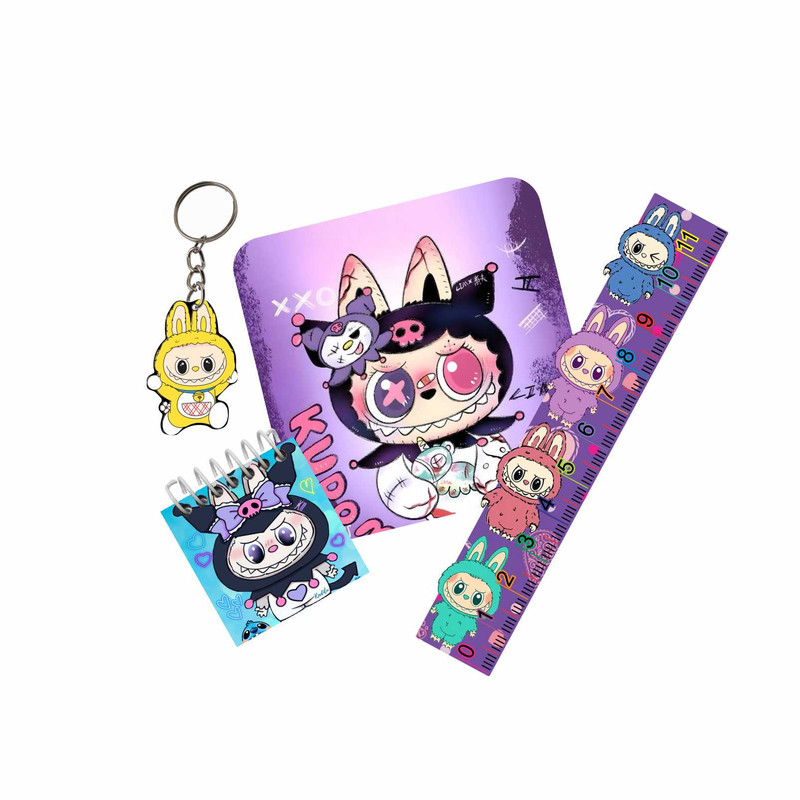 بسته لوازم تحریر مدل لبوبو کد labubu3 مجموعه 4 عددی