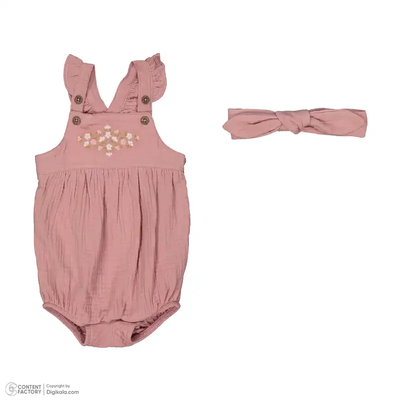 ست سرهمی و هدبند نوزادی دخترانه ایندیگو مدل 13159 رنگ صورتی