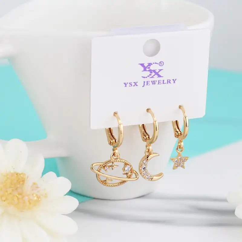 گوشواره زنانه وای اس ایکس مدل ear632 بسته سه عددی