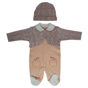 ست سرهمی و کلاه نوزادی مدل گل کد gol349