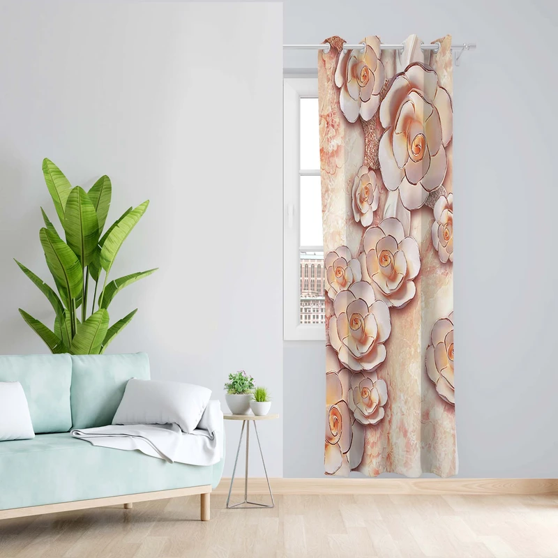 پرده طرح گل مدل مخمل پانچی کد 4947 z سایز 140x200 سانتی متر