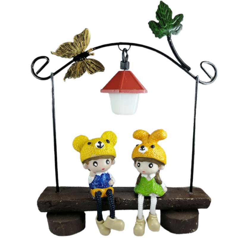 مجسمه مدل دختر و پسر خرگوش چراغدار کد 1524