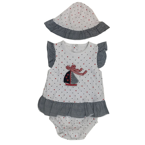 ست سرهمی و کلاه نوزادی دخترانه مدل قایق کد111