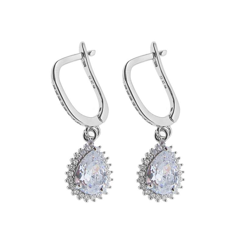 گوشواره نقره زنانه سواروسکی مدل جواهری اشک ملکه کد 2356596